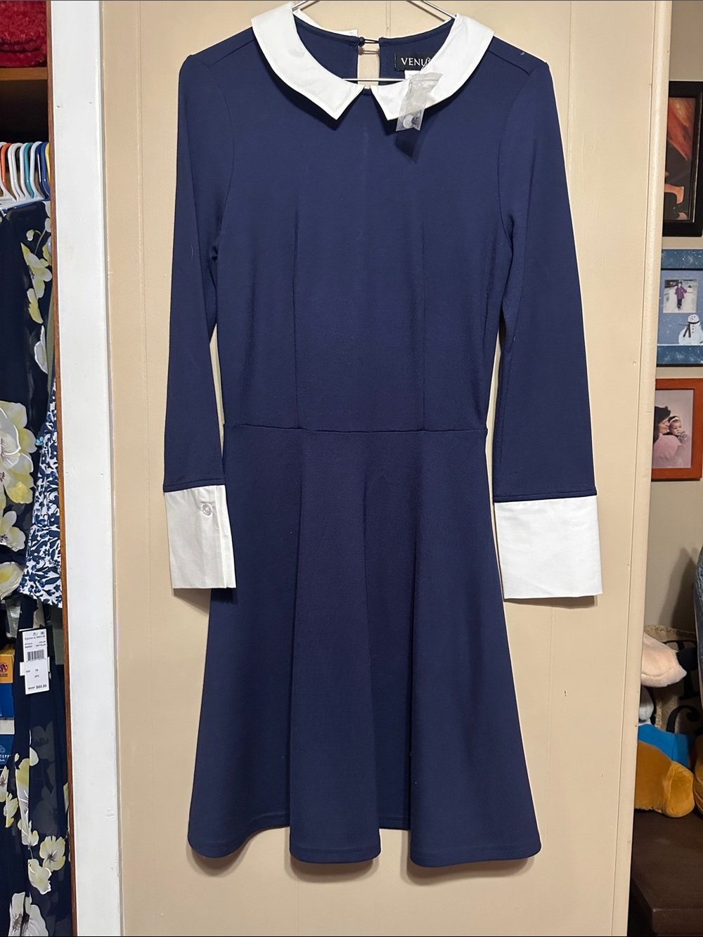 Venus navy blue fit & flare dress - size 2. NEW WITH TAGS